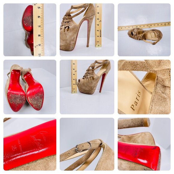 Christian Louboutin Suede Leather Carlotta Ultra High 160mm Platform Heels 35 - Picture 4 of 16